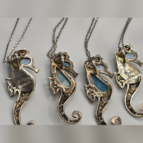 Blue Larimar Sterling Silver "Seahorse" Pendant With Chain 4 Available Per One - Picture 6 of 7